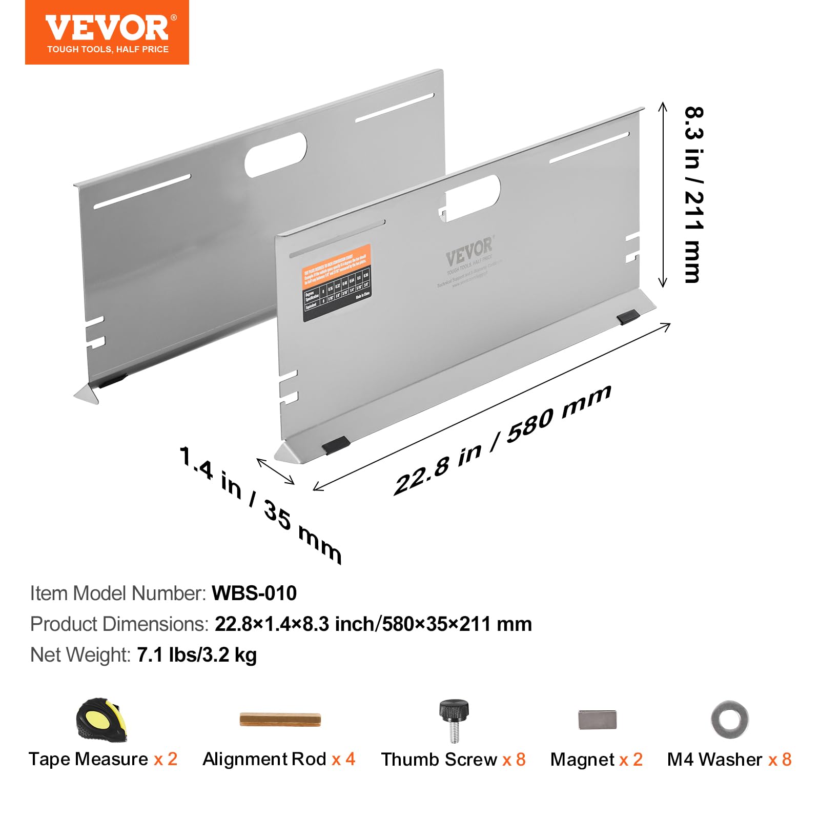 VEVOR Outil d'Alignement de Roues 4 Tiges Système de Réglage de Parallélisme en INOX Plaques de Réglage de Carrossage Précises avec Mètre Ruban pour Entretien Géométrie des Pneus Voitures Atelier