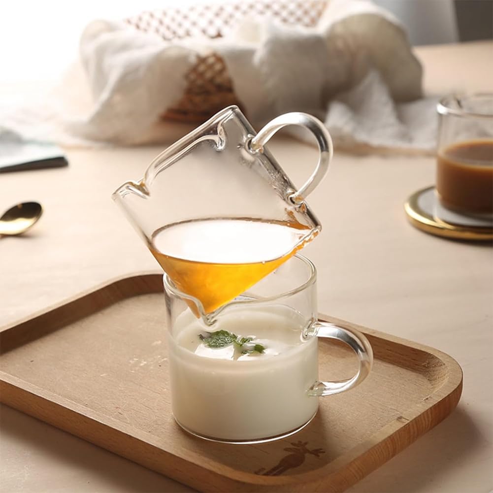 Espresso Cups Set Of 2 — 4 Oz Clear Glass With Handle & Double Spout, Dishwasher Safe, For Coffee, Milk, Desserts - View #9