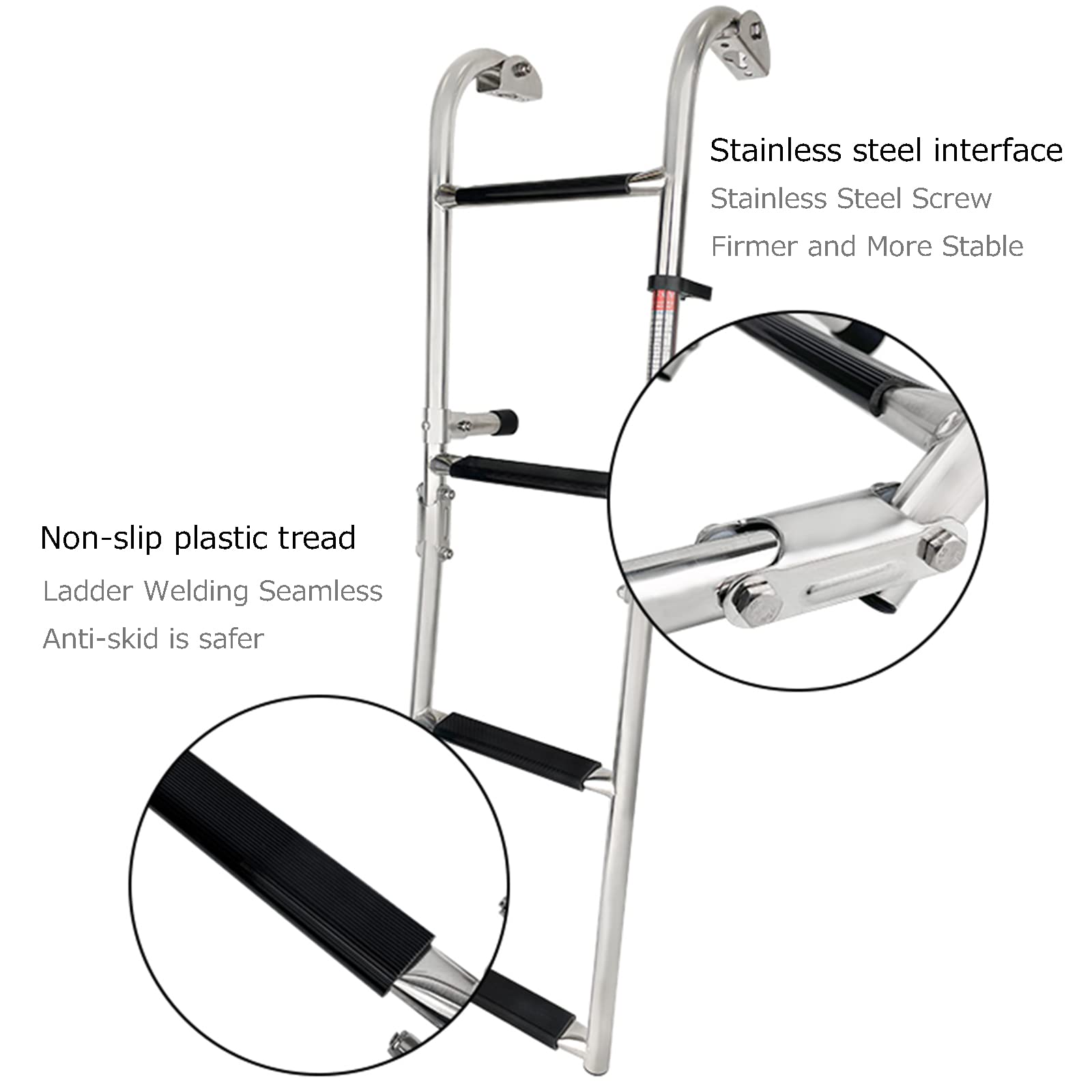 Scaletta Inox 3/4 Gradini Scaletta Telescopica per Barca con Gradino Antiscivolo, Scaletta Marina da Bagno Scaletta Pieghevole in Acciaio Inox per Barca Marina Yacht Piscina