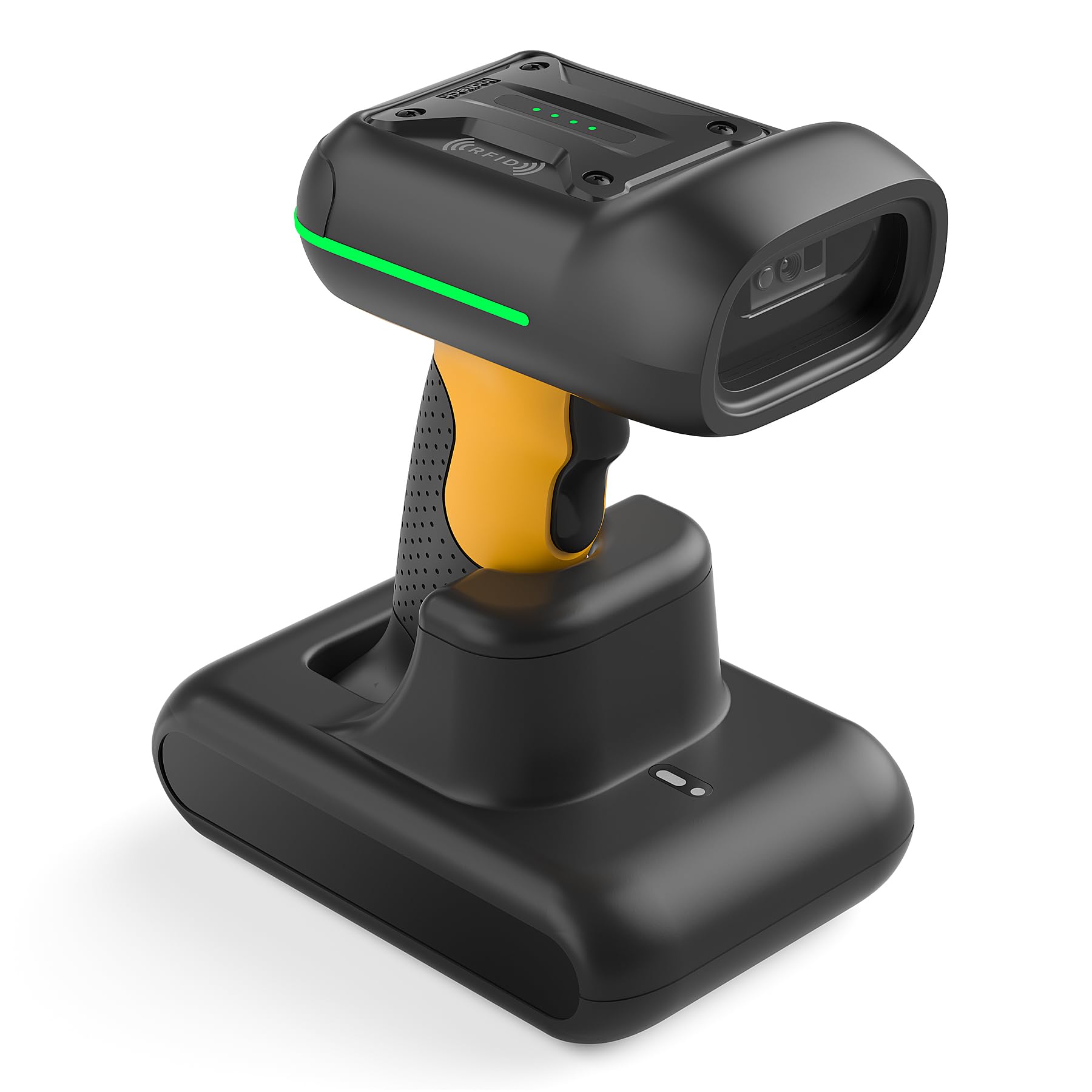 Inateck RFID Barcode Scanner Kabellos, 2D QR Code Scanner Industrial mit Ladestation, IP67 wasserdicht und staubdicht, Barcode Leser mit 2600mAh Akku，Handscanner mit App & SDK, BCST-75X