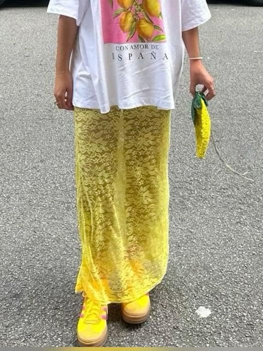 Women Y2k Lace Long Skirt Sheer Mesh See Through Maxi Skirt Floral Lace Bodycon Skirt Vintage Streetwear2