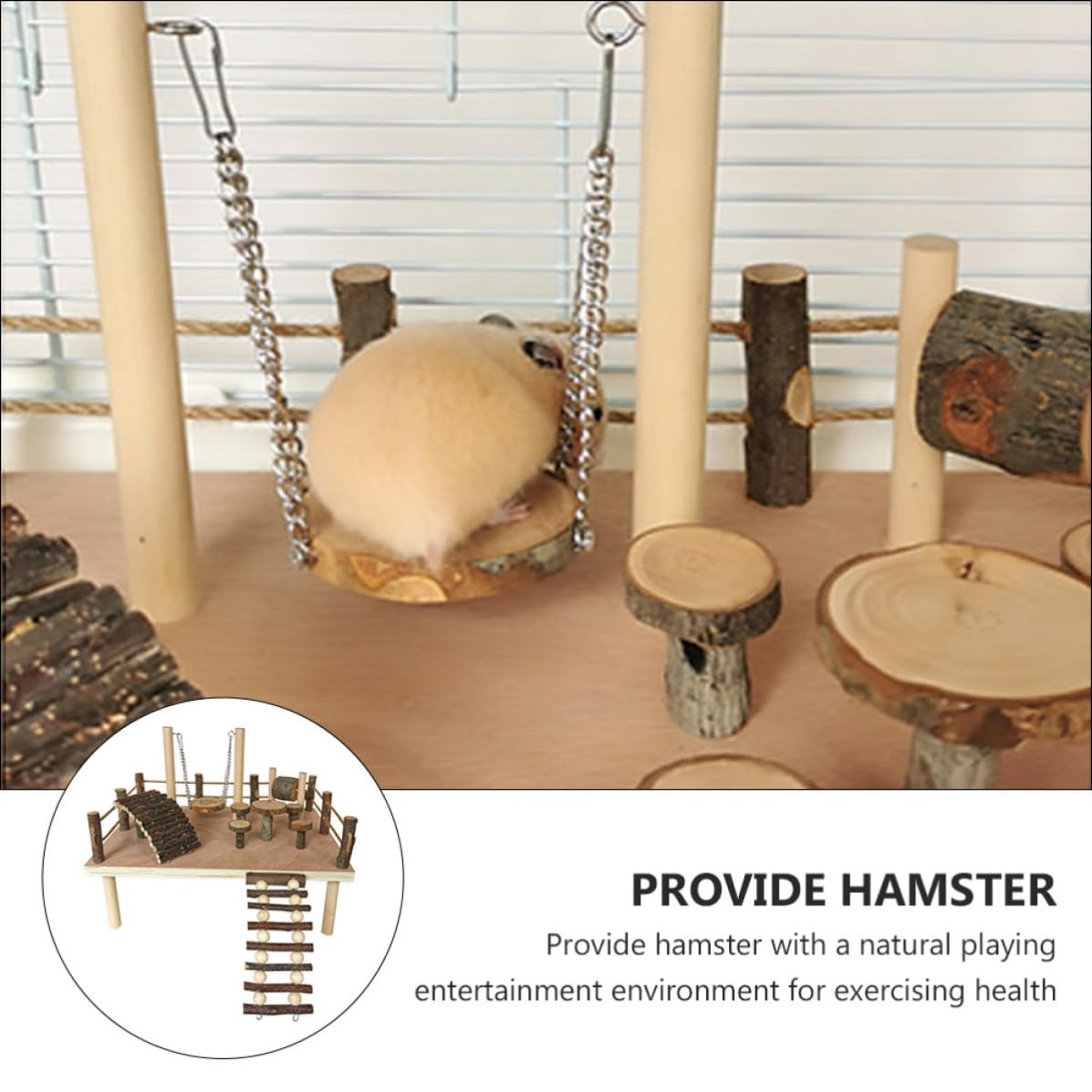 SHINEOFI Échelle pour Hamster en Bois pour Perroquet et Hamster | Développe L’équilibre Coordination, pour Exercice et Divertissement des Petits Animaux