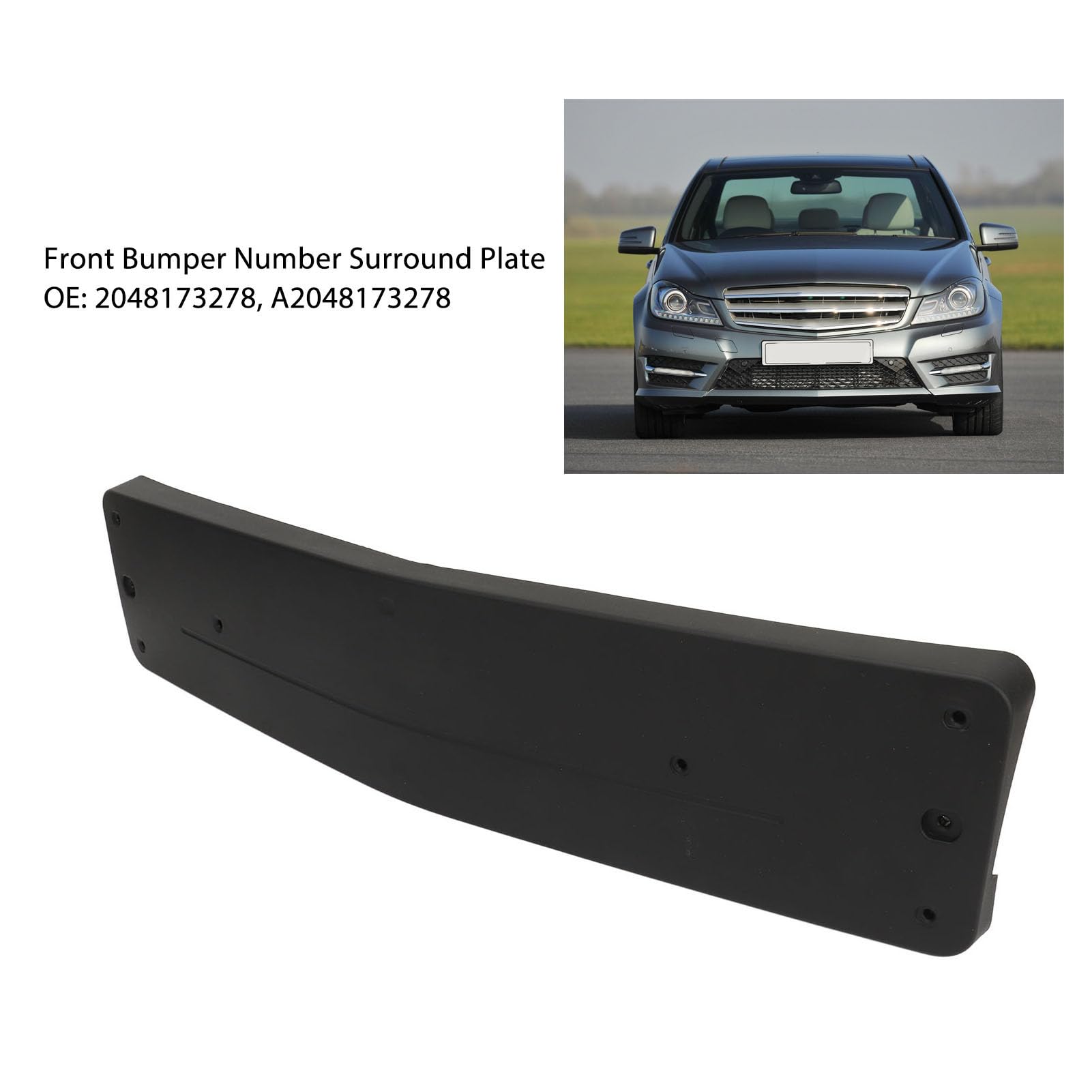 Cadre de Plaque D'immatriculation, Support de Plaque D'immatriculation Avant de Voiture, étiquette de Cadre pour Classe C W204 AMG Sport 2011 à 2013 2048173278 A2048173278,