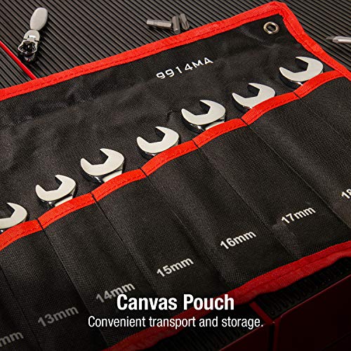 Image of SUNEX TOOLS 9914M Metric Angle Wrench Set, Fully Polished, 6mm - 19mm, 14-Piece