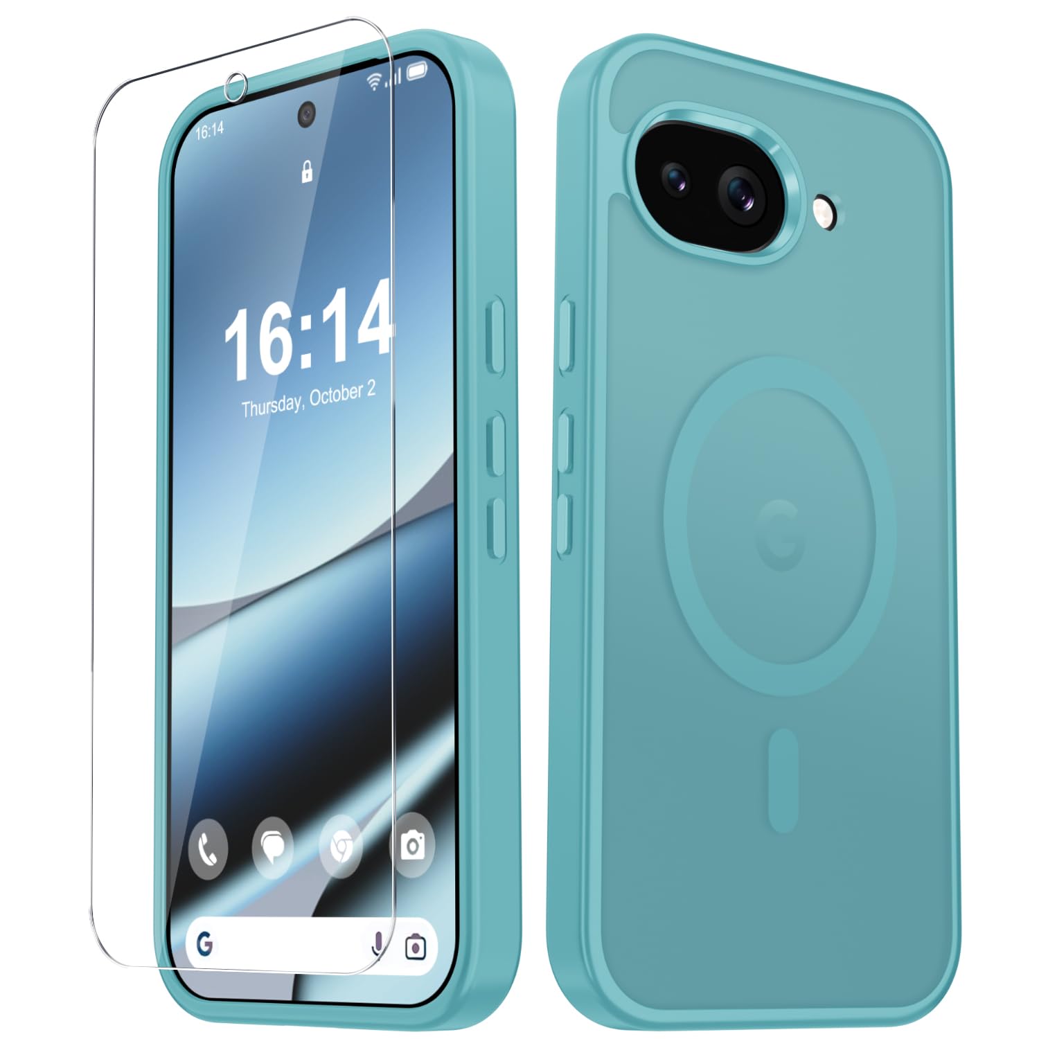 for Google Pixel 10a Case, Matte Magnetic Phone Cover, Light Blue | Fit for MagSafe, Screen Protector included, Shockproof Military Grade Protection, Translucent Frosted Back