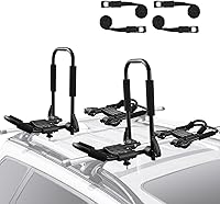 VEVOR Kayak Roof Rack J-Bar 2 Pairs - Quick Folding Carrier for 2 Kayaks, SUP, Canoe, Surfboard on Car SUV Truck
