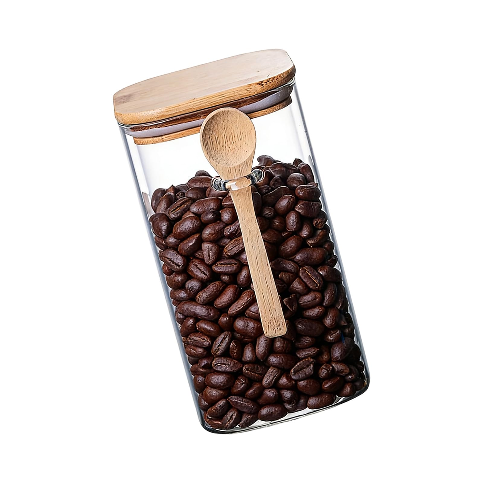 Tsophreniq Airtights Sealed Storage Jar for Coffee and Dry Goods Featuring Acrylic Body and Wood Lid Multipurpose Food Jar