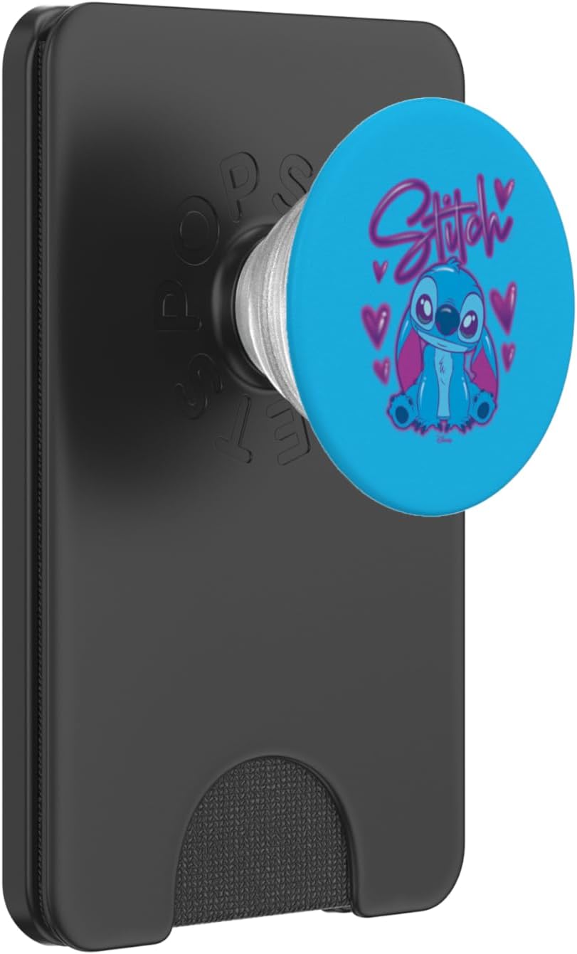 Lilo & Stitch - Stitch Airbrush Name & Hearts PopSockets PopWallet for MagSafe