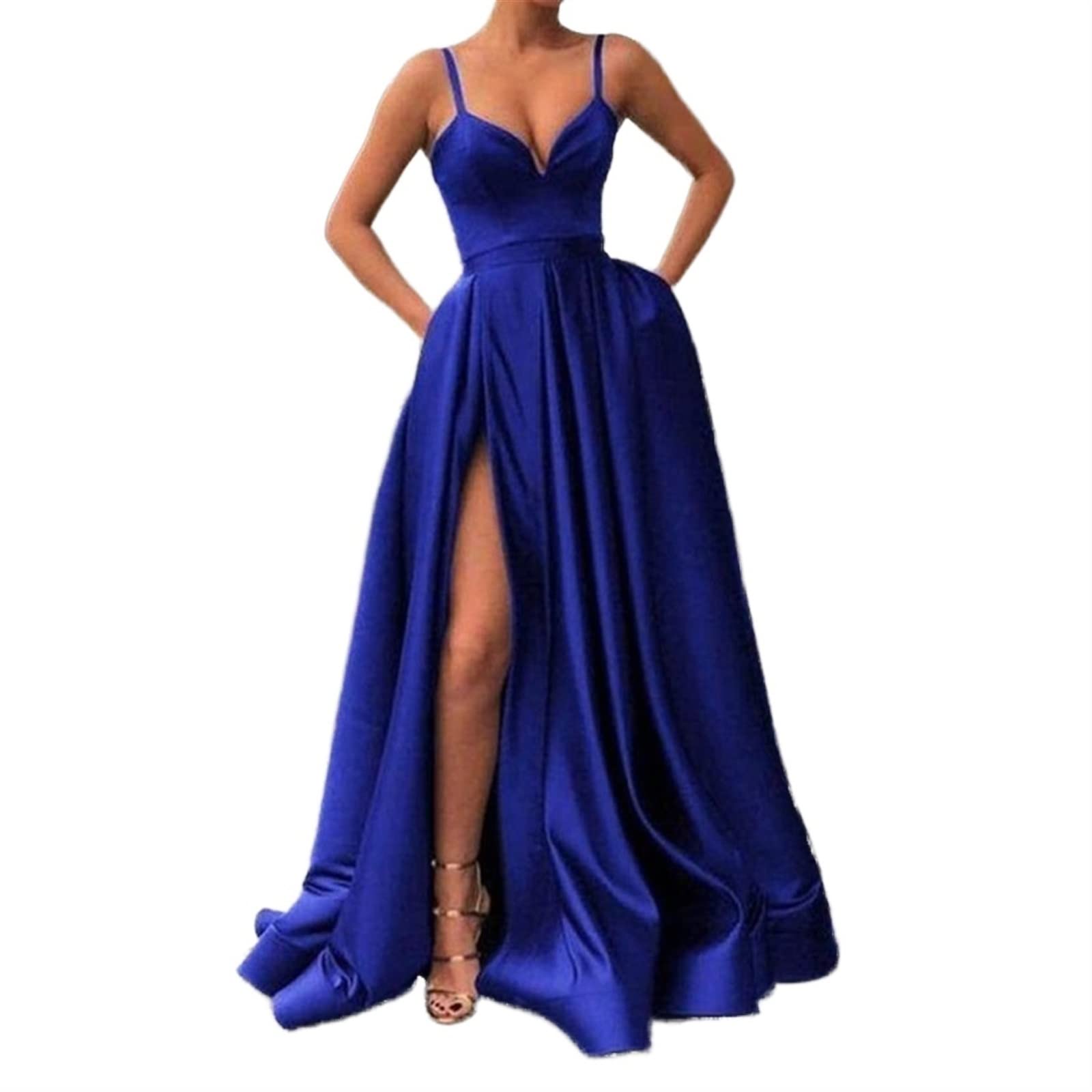 Women's Slip dress， Elegant Party Dresses For Women Luxury Evening Female Sequin Dress Formal Prom Clothing For Ceremony (Color : Blue, Size : M) M Blue