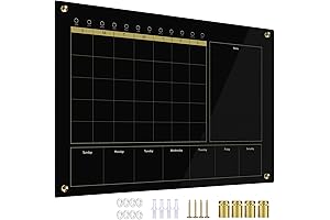 Black Wall Calendar: Stay Organized with Our Elegant 24"x36" Frameless Dry Erase Glass Whiteboard