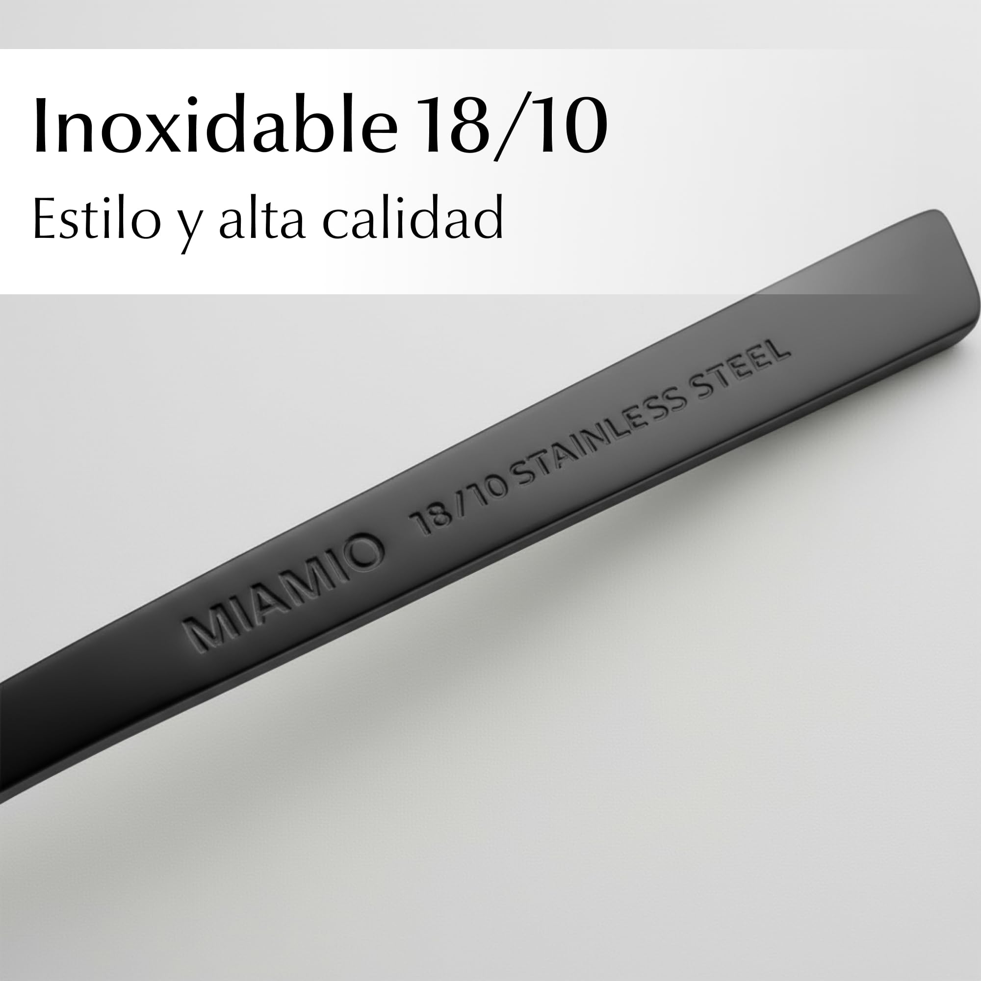 MIAMIO – Juego de Cubiertos de Acero Inoxidable para 6 Personas/Set de 36 Piezas – Incluye Cuchillos, Tenedores, Cucharas – Apto para Lavavajillas (Negro, Juego de 36)