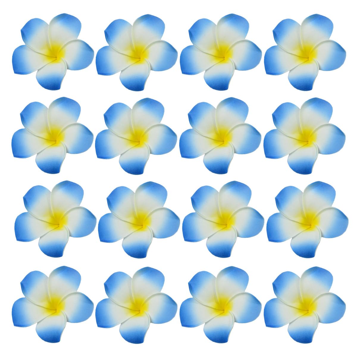 Skydume 100 Pcs 1.6" Hawaiian Frangipani Artificial Plumeria Rubra Foam Flower Petals for Wedding Party Floral DIY Home Decoration(Blue)