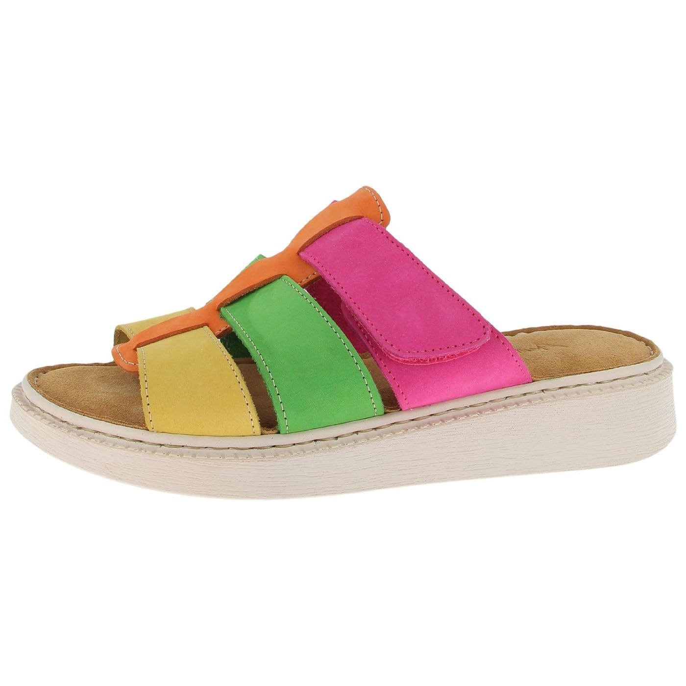 Andrea Conti Women's Mules Flat Slippers, Papaya Pink Grass Ochre, 7 UK