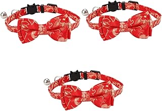 3 Peças Coleira Para Gato Coleira De Sino Para Cachorro Coleiras De Strass Coleira De Gatinho Ajustável Gravata Chinesa Para Gato Gravata De Gato Estilo Anel De Pescoço De