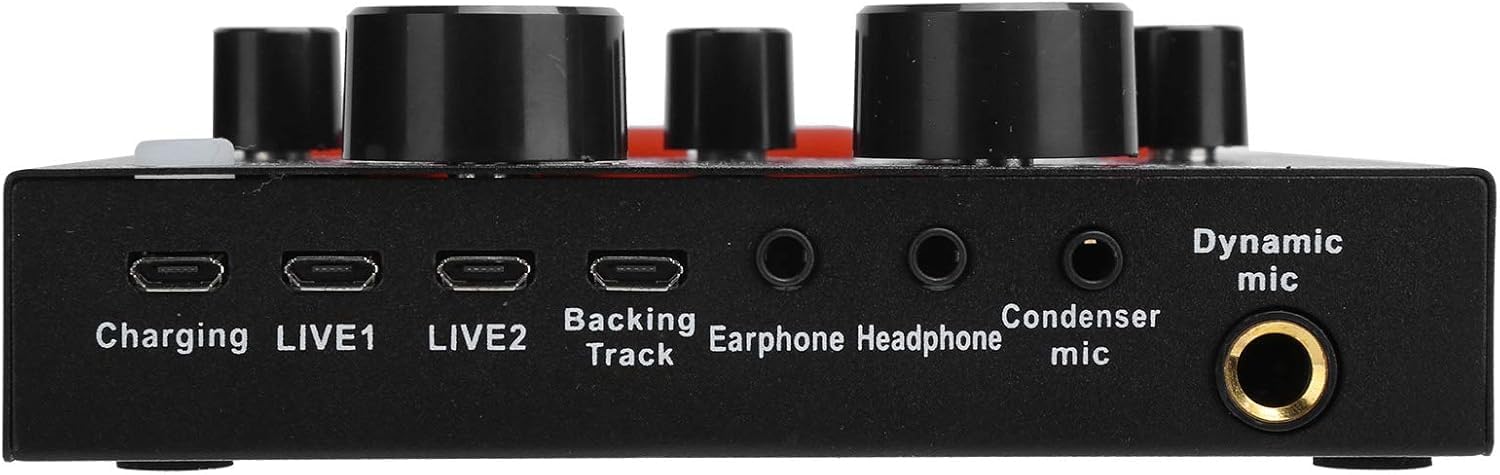 Cezo V8 Live Sound Card Audio Mixer, Podcast Audio Interface with