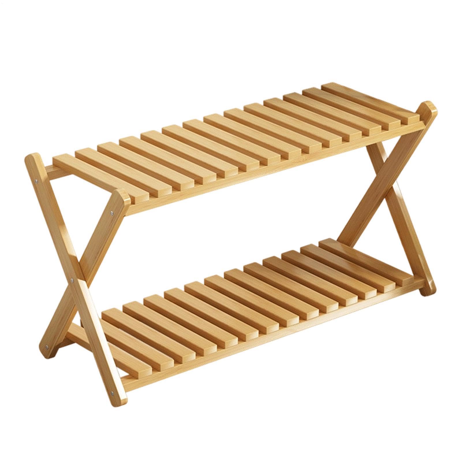 Support plantes intérieur en bois à 2 niveaux pour salon et entrée