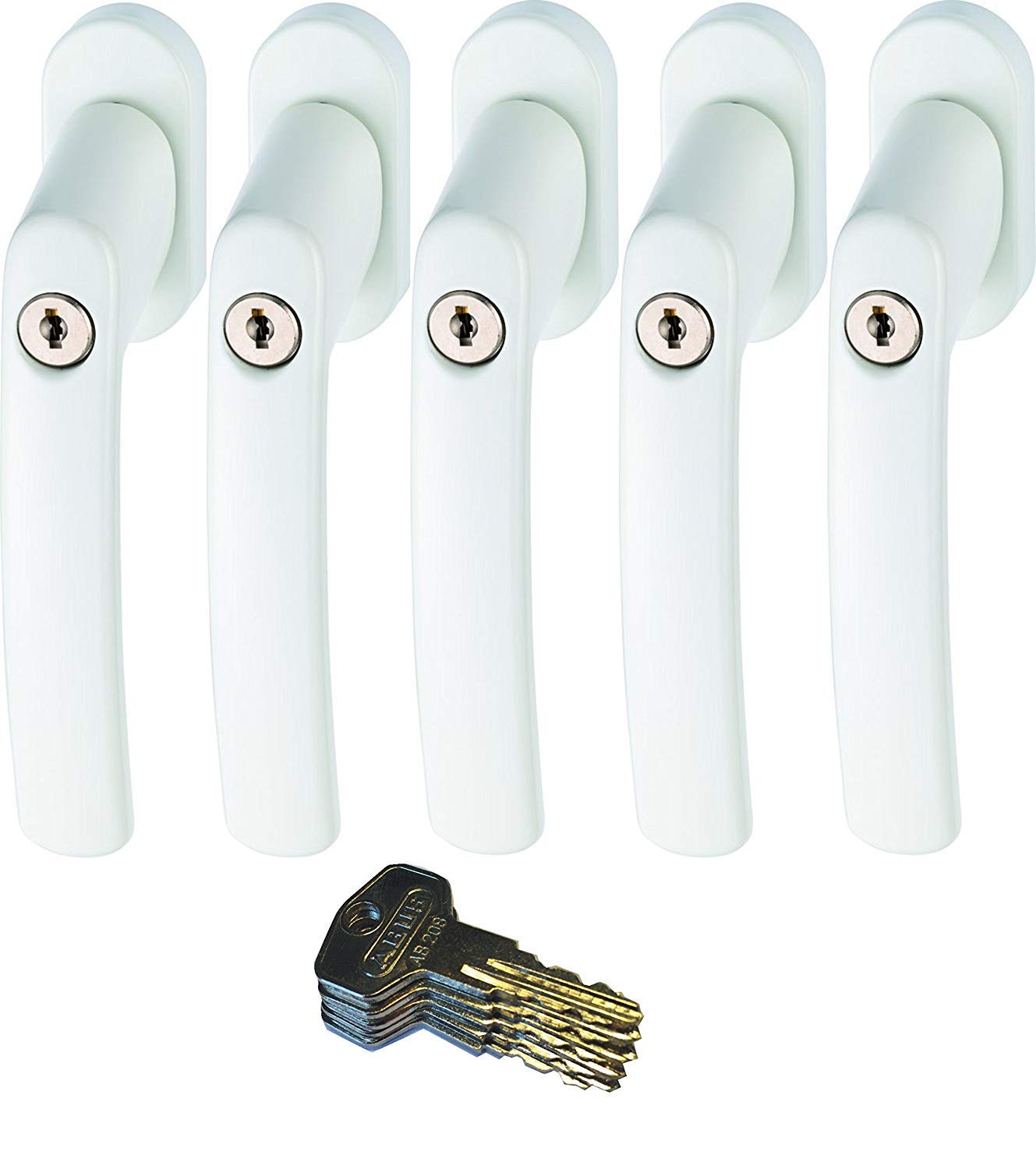 ABUS FG200 W Sb Lockable Window Handle, White, Set of 5 Pieces