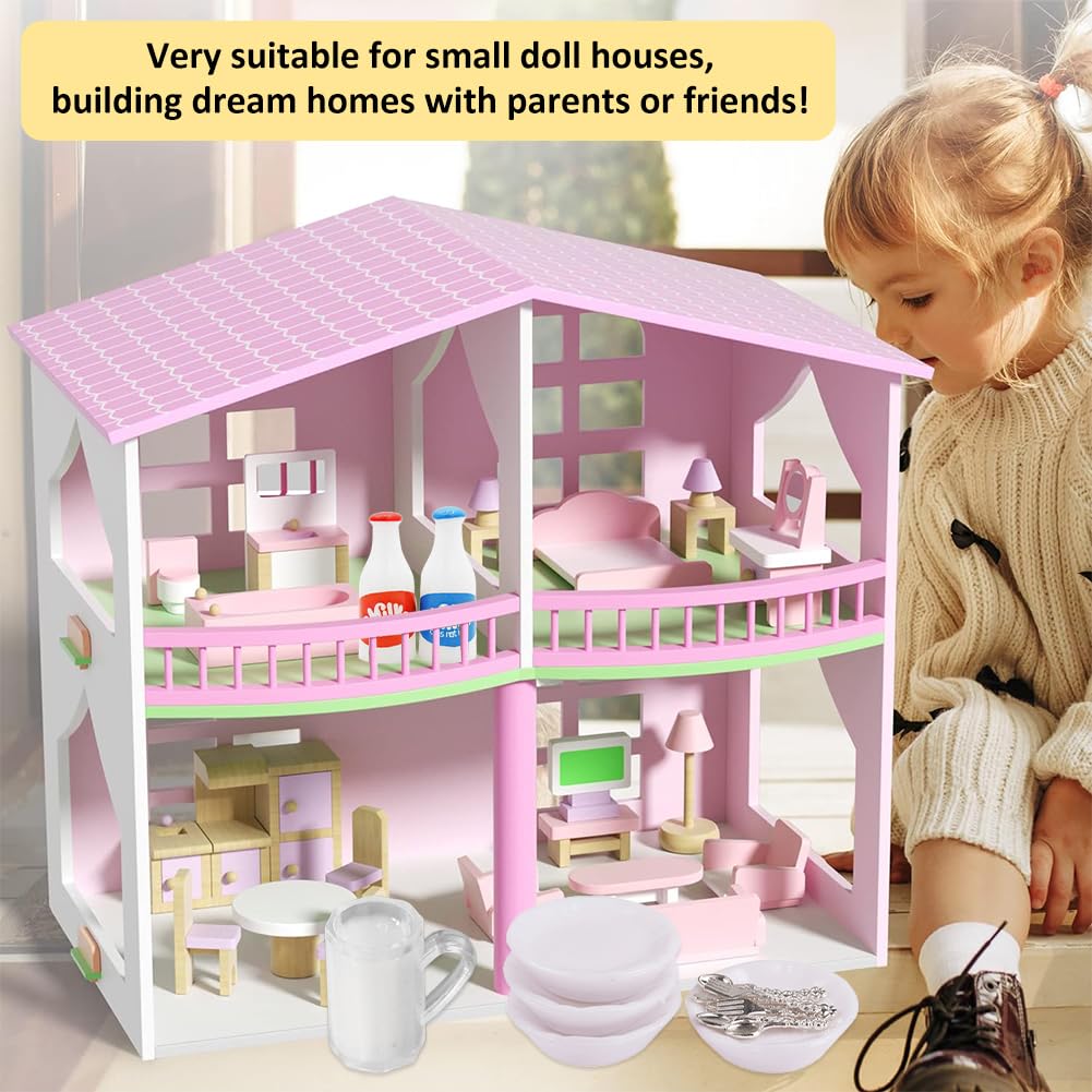 15-teiliges Puppenhaus Geschirr-Set – Miniatur Teller, Besteck & Tassen, 1:12 Maßstab, Für Spielzeugküche