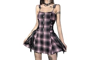 Gothic Dreams: An Emo Haven in This Vintage Plaid Mini Dress