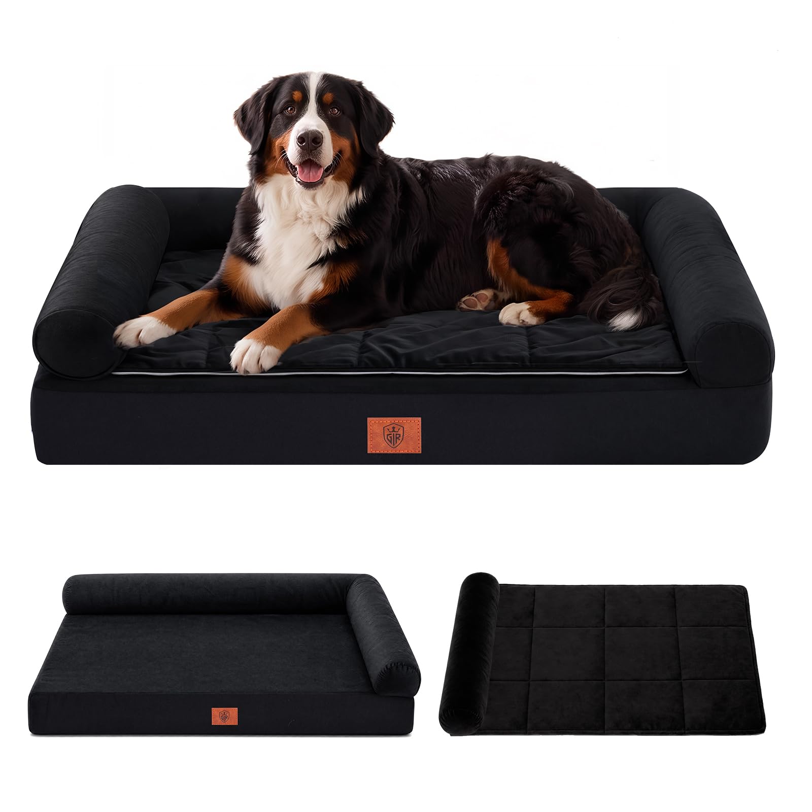 GTPLAYER Large Dog Bed Sofa Washable Orthopedic Dog Beds Black 110*79*16CM