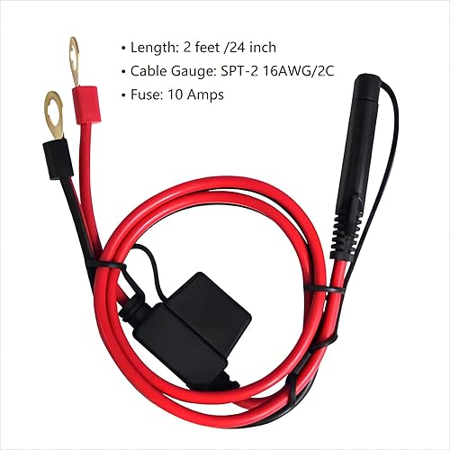 Miniatura 3 de Anillo terminal asamblea Kuncan 2 pies SAE A terminal arnés quick connect/desconectar, fusible de 10A