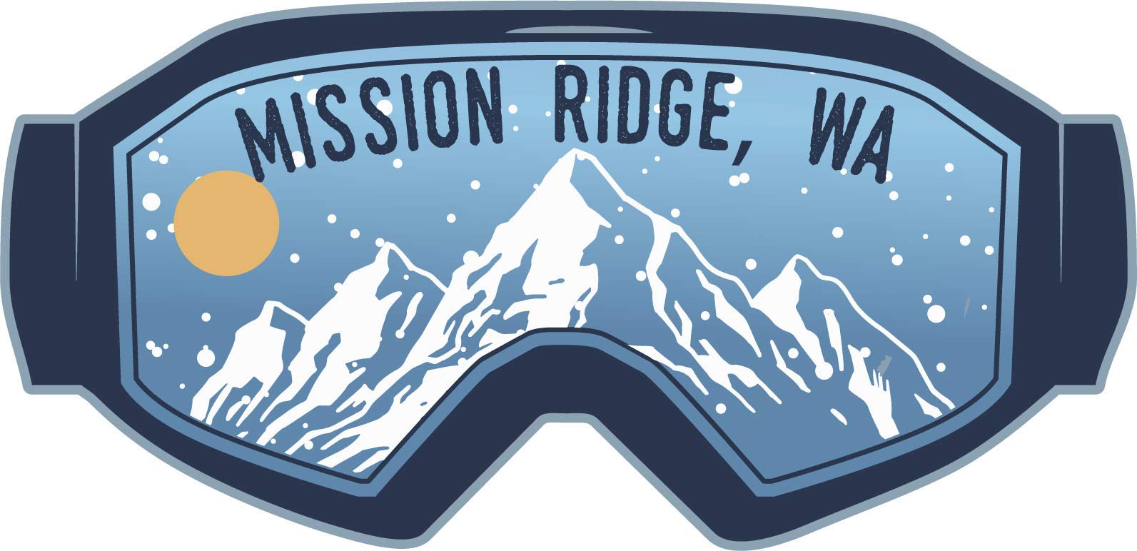 R and R ImportsMission Ridge Washington Ski Adventures Souvenir 2 Inch Vinyl Decal Sticker Goggle Design