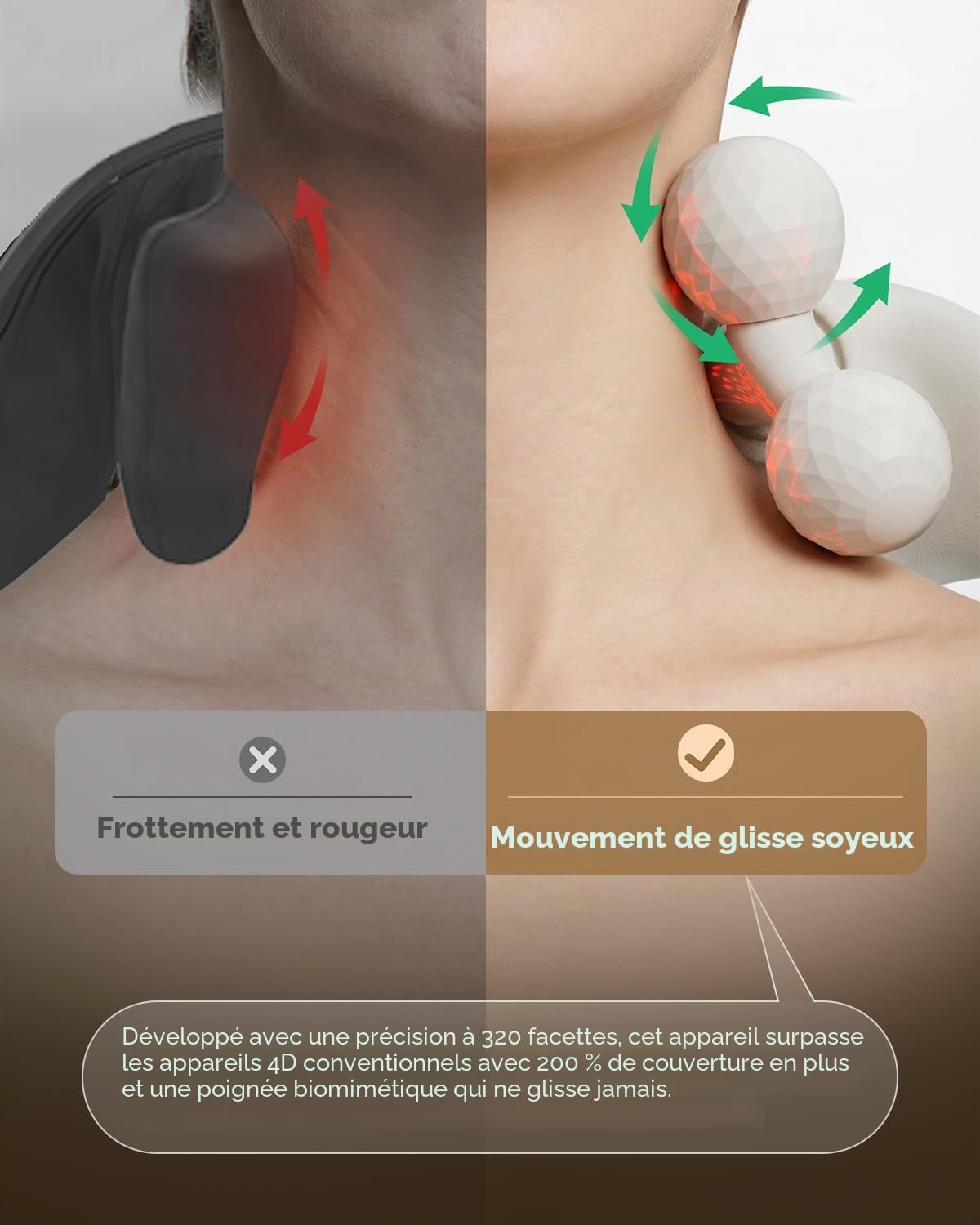 SKG Appareil de massage Shiatsu avec chaleur, tête de massage 6D blanche, cadeau pour hommes et femmes, H7 Ultra