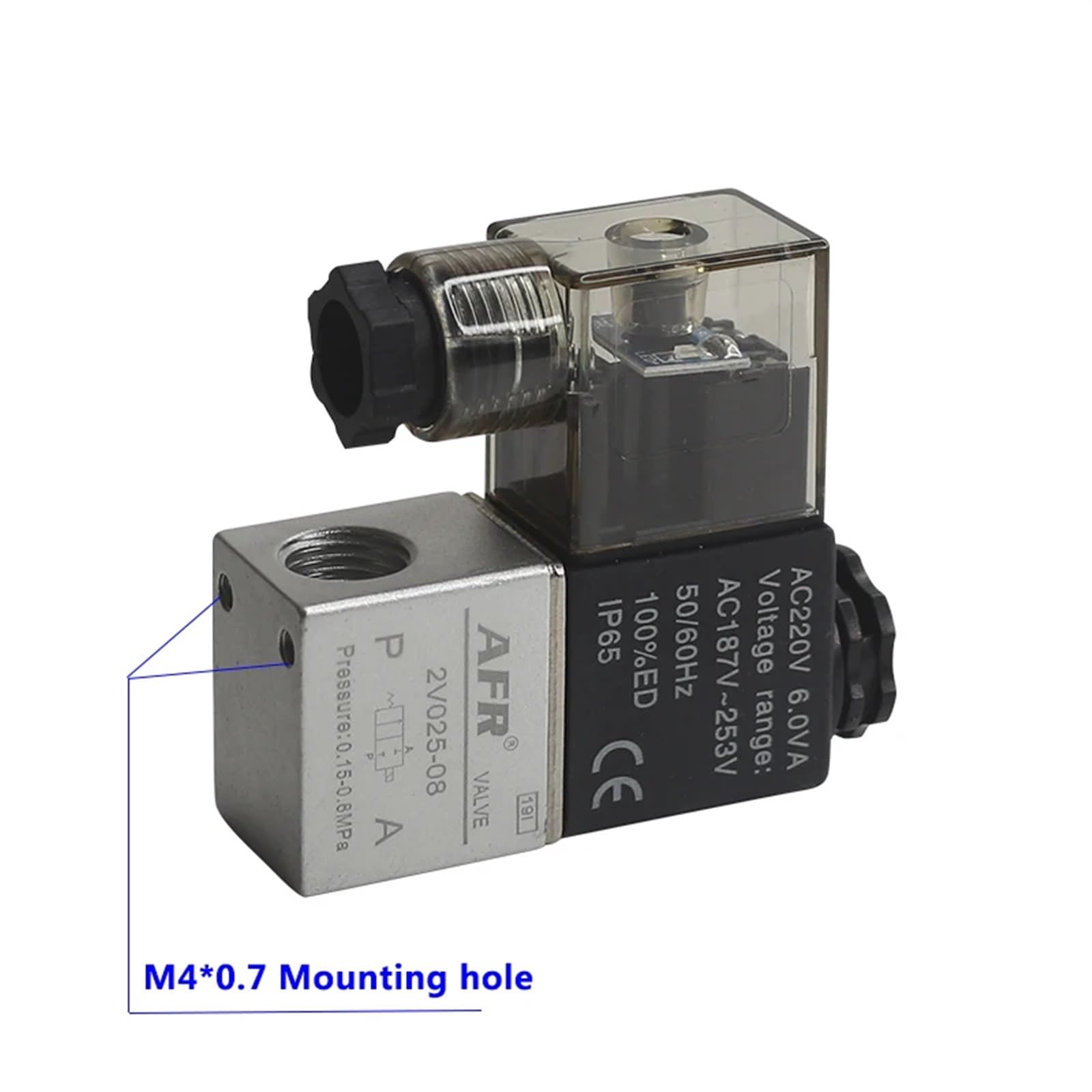 Electroválvula neumática eléctrica de 12 V, 24 V y 220 V, 2 Posiciones, 2 Puertos, Normalmente Cerrada, conexión de Manguera de 6 mm y 8 mm.(4mm Hose Pipe,DC12V)