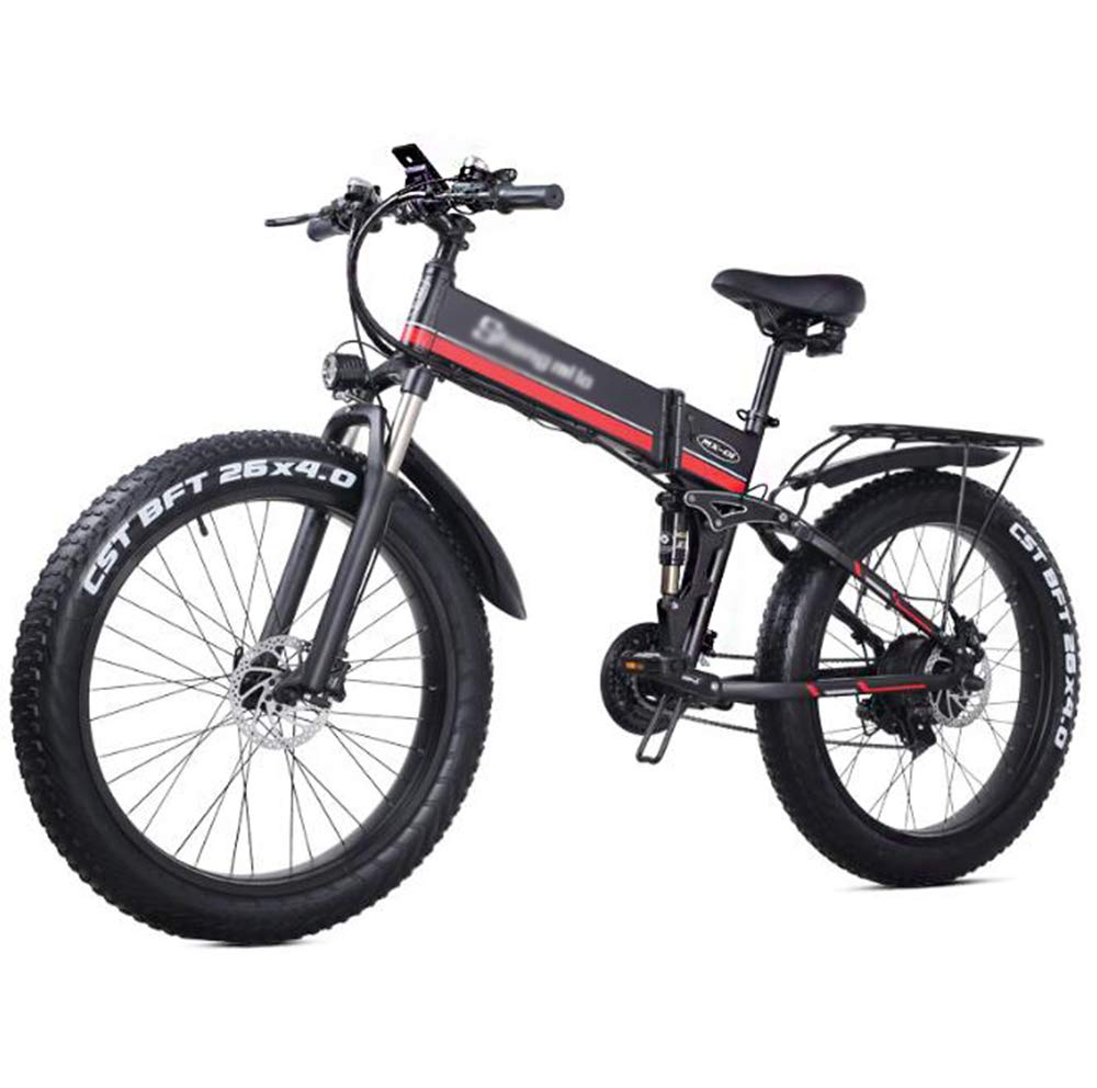Buy HARTI Folding Electric Bike, 1000W 48V Foldable Mountain Bike with 26Inch Fat Tire,21 Speed