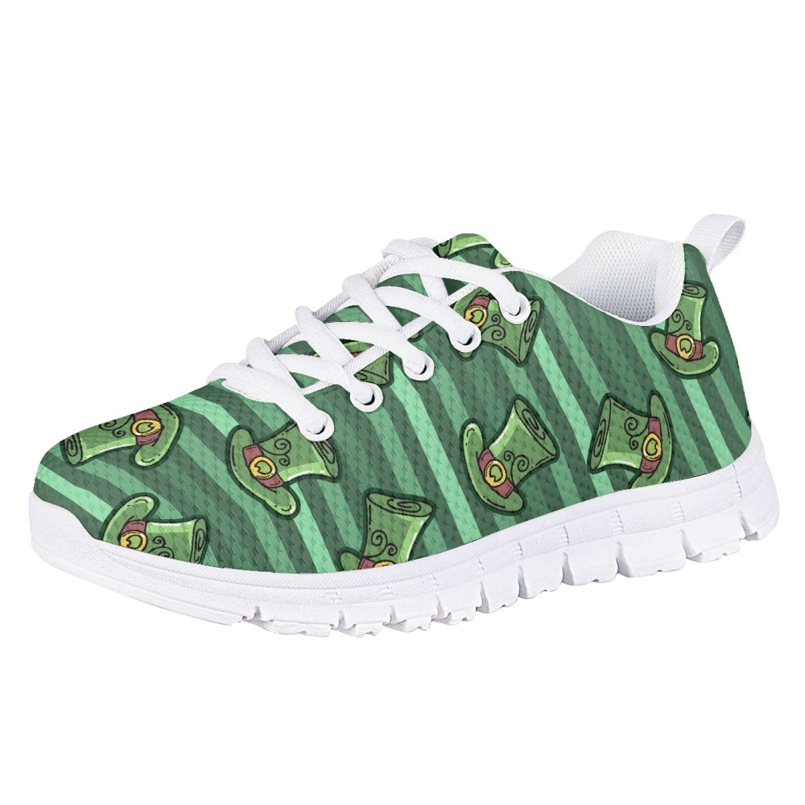 Yzaoxia Kids Sneakers St Patricks Day Magician Hat Pattern Green Running Shoes for Girls Boys Breathable Comfortable Sneakers Child Shoes Walking School