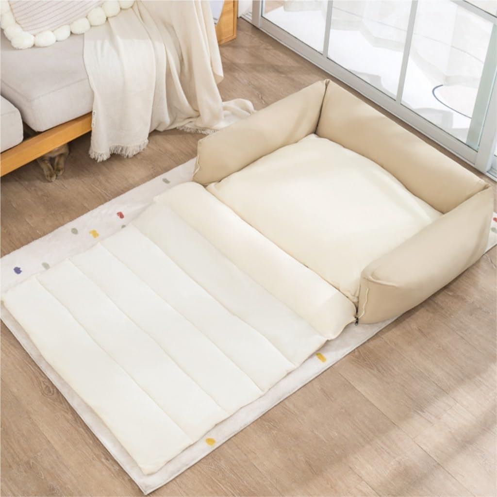 Dog Bed Dog Kennel Autumn and Winter Warm Detachable Pet Kennel Creative Thickened Large Dog Bed with Roof Dog Kennel Pet Bed (Color : Beige, Size : Medium) (Gray Small)
