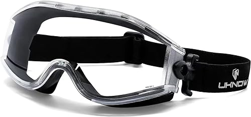 UKNOW Gafas de seguridad para usar sobre gafas  Lente transparente antivaho  Protección ocular certificada ANSI Z87.1 para trabajo de laboratorio,