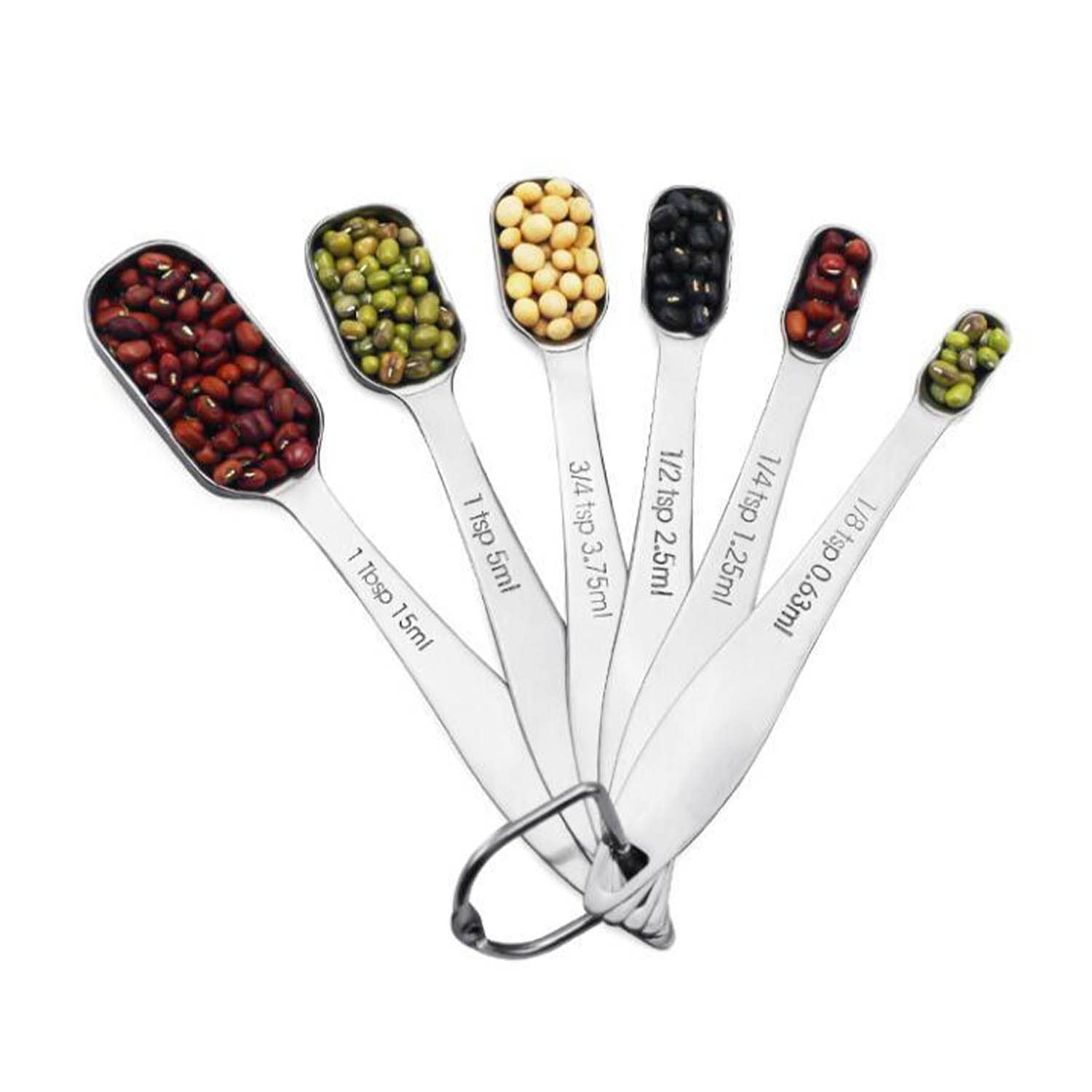 Lot de 13 Tasses et Cuillères à Mesurer en Acier Inoxydable 304 (18/8) Empilables Ustensiles de Cuisine Cuillère à Thé Carrée Robuste pour Séchage Humide