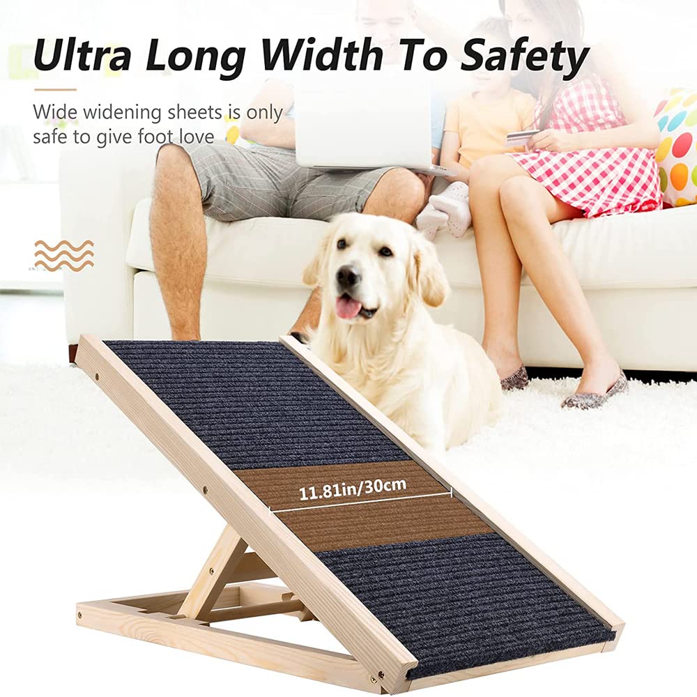 Efan - Rampa pieghevole in legno massiccio per cani e auto, portatile, altezza regolabile, con superficie antiscivolo, per auto, furgone, lunghezza 70 x larghezza 35 cm, altezza 30 – 40 cm, 2 pezzi