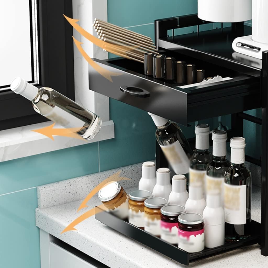 Especiero Estanteria Cocina Estante De Cocina, Organizador De Especias De Metal De 2 Niveles, Estante De Pie Para Gabinete De Cocina, Organizador De Estante De Oficina Y Baño Organizador Especias
