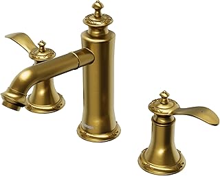 Vineyard KBF474 2-Handle Three Hole Widespread Bathroom Faucet with Matching Pop-up Drain in Gold