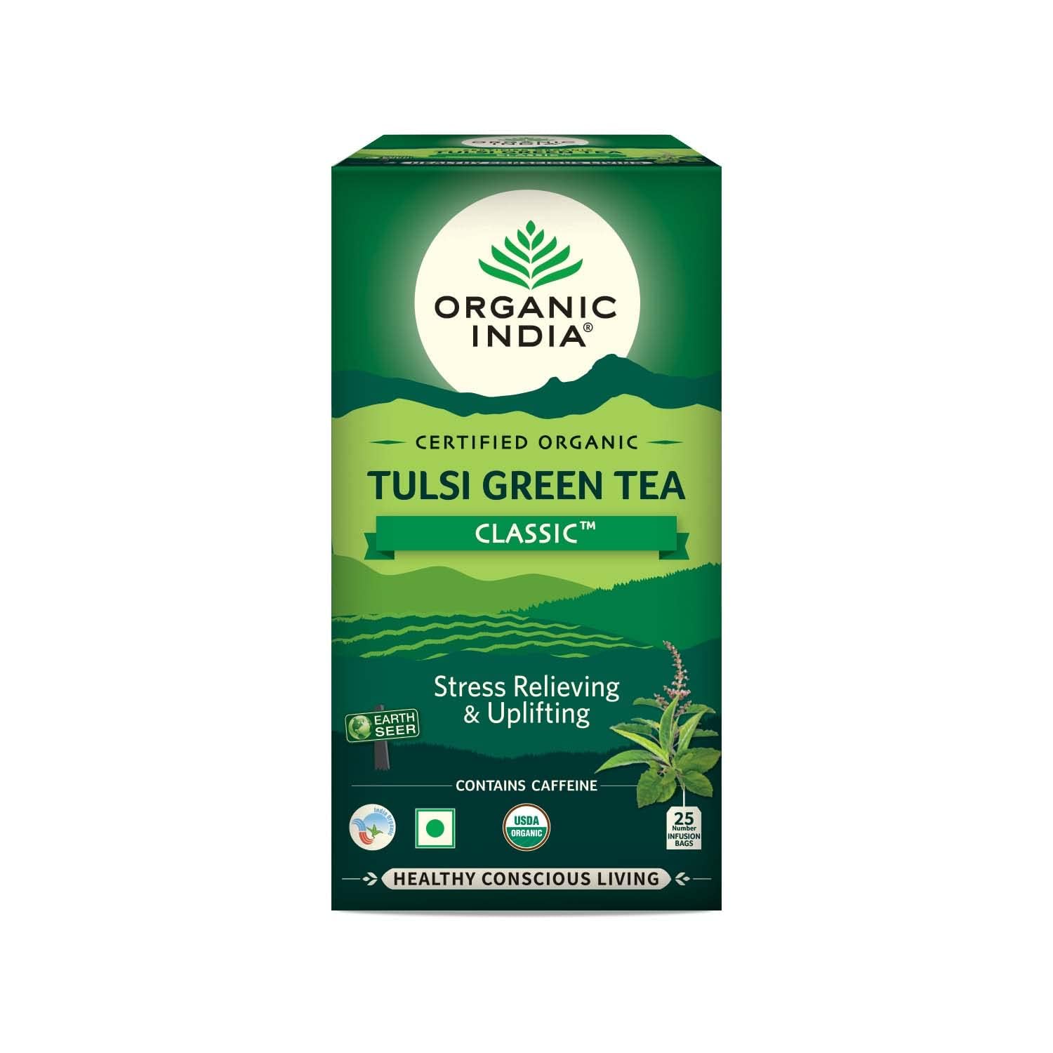 Organic India Tulsi Green Tea Classic 25 Tea Bags, Pack of 4 (B08N61C25M) Amazon Price History, Amazon Price Tracker