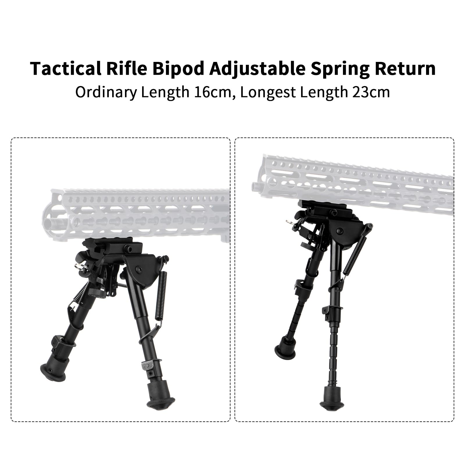 Bipiede Girevole tattico 6"-9" Barile Bipiede Universali Taglia 20mm - Perno Girevole a Molla Estensibile Regolabile per carabina ad Aria compressa