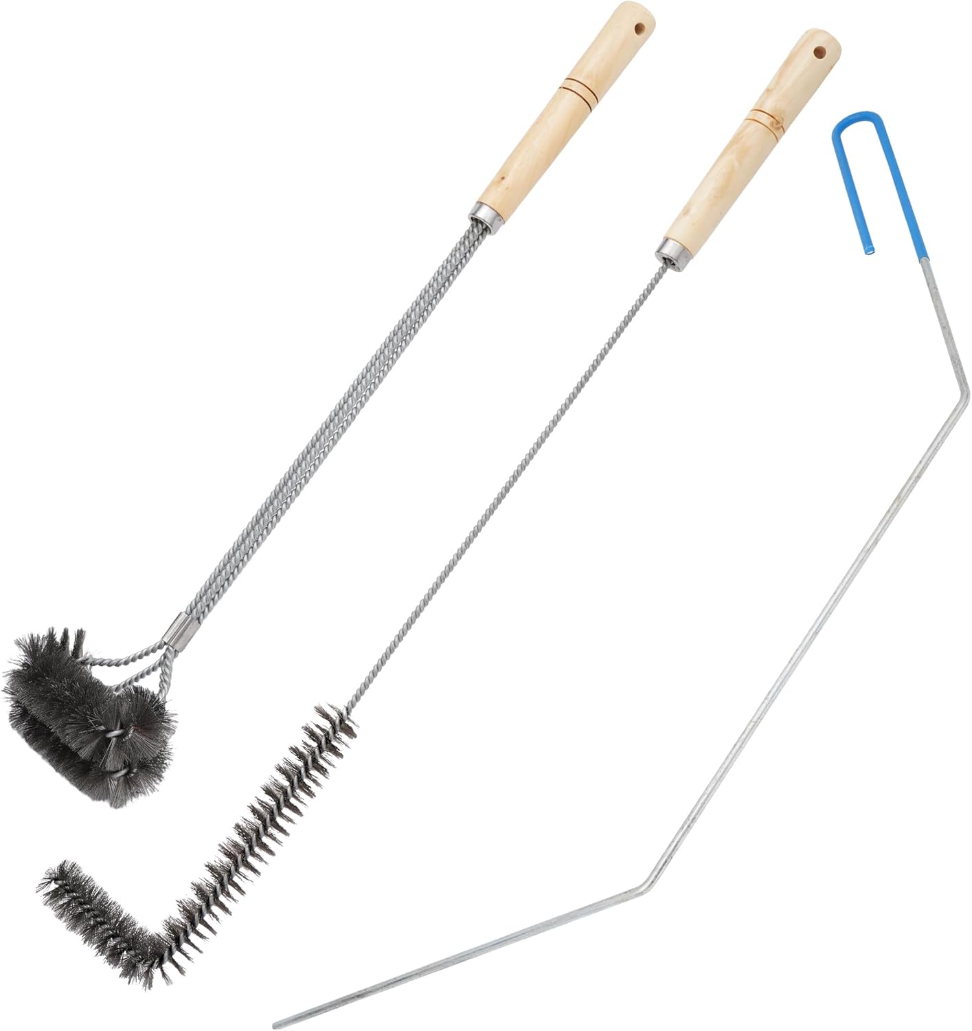 Deep Fryer Cleaning Tools Set of 3 Stainless Steel L-Shaped Fryer Cleaning Brush Kitchen Fryer Cleanout Rod Deep Fryer Basket Cleaning Brush Kit for Kitchen Restaurant Bakery