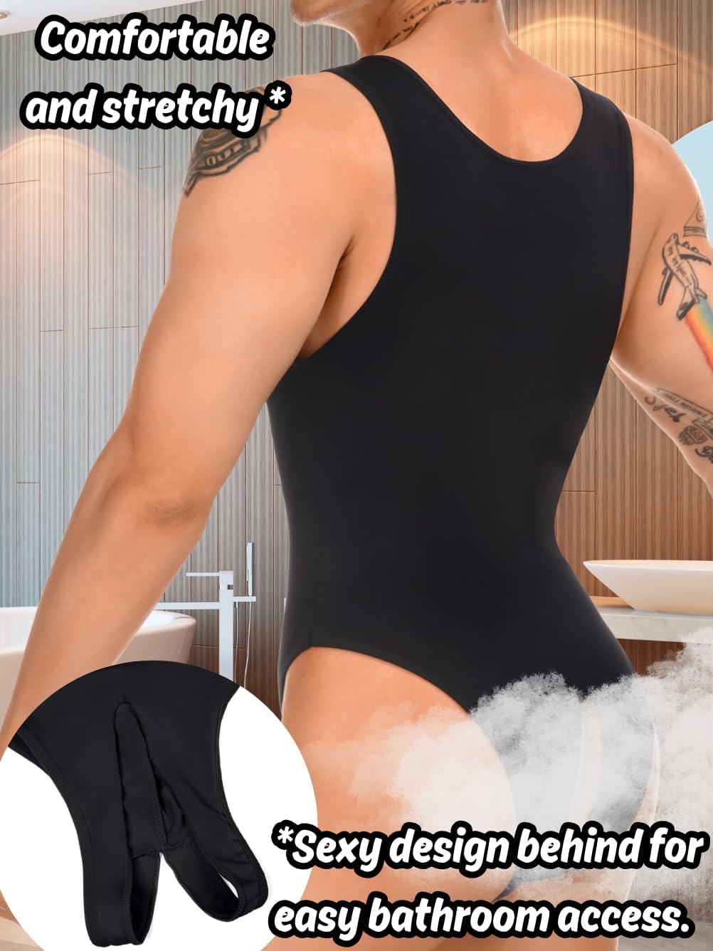 Mens Thong Bodysuit, G-String High Cut Sexy One Piece Lingerie, Semi Sheer Breathable Leotard Underwear - Image 3