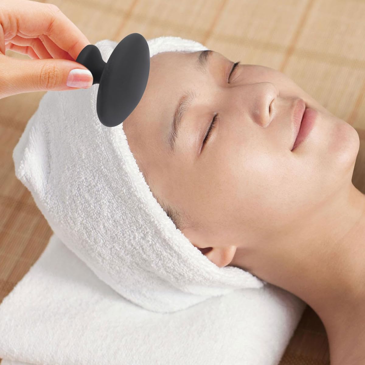 HANABASS Massaggiatore Compatto e Rilassante in Pietra Nera 4 Pezzi Gua Sha per Massaggio Schiena e Viso per Uso Domestico e Relax in Movimento