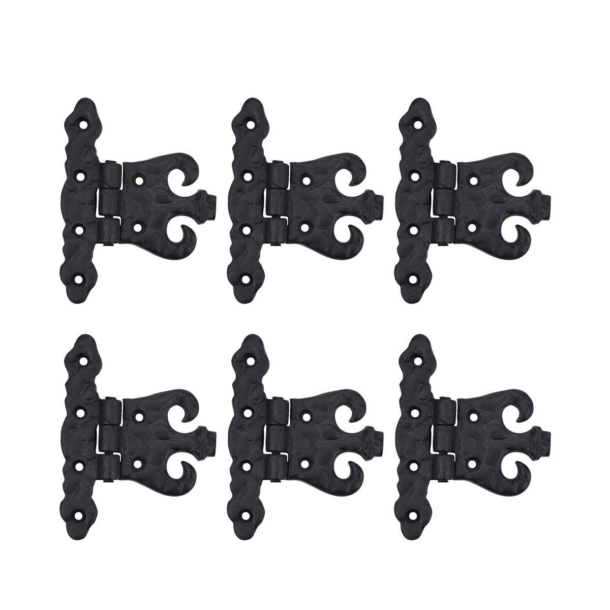 Charnière noir en fer forgé style rustique finition antirouille lot de 6