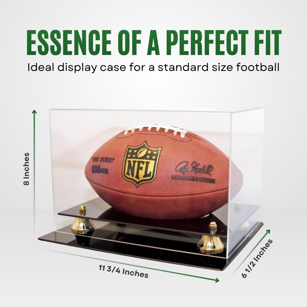 Collectible Supplies Exclusive Football Display Case with Cover | Full Size Football Holder | UV Protection | Acrylic Football Display for Memorabilia | Clear Display Ideal for Autographed Football