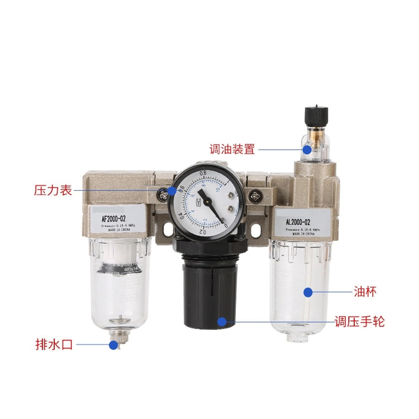 Triple air Source Processor AC2000-02AC3000-03 Pressure regulating Valve AC4000-04 Drainer(AC2000-02)