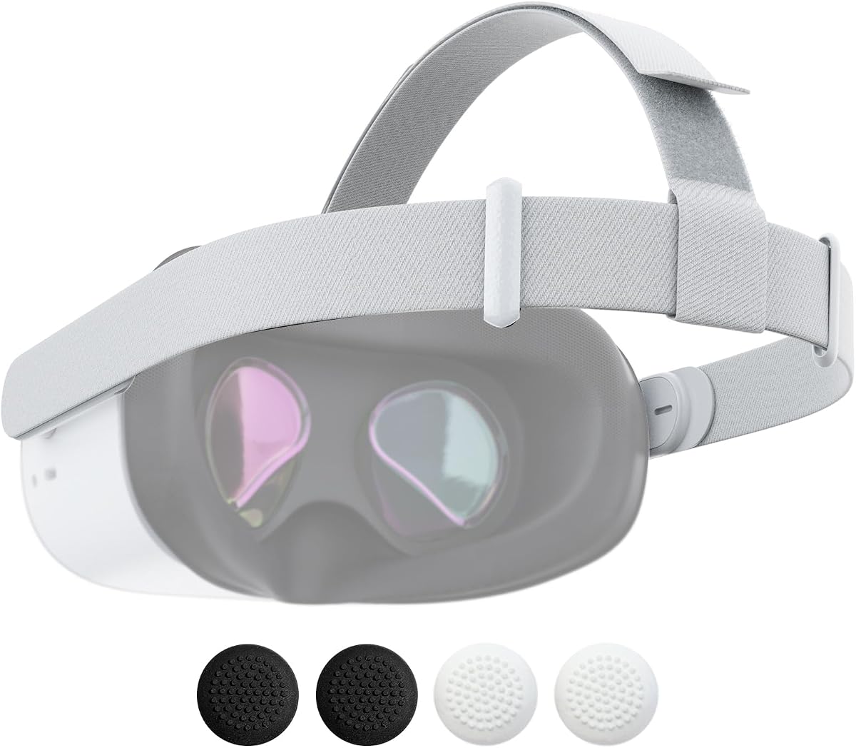 VR Headset Strap for Quest 2 with 2 Pair Thumb Grip Caps VR Accessories | Ergonomic oculus quest 2 head strap relieves head pressure, lightweight stable design with 2 Thumb Grip Caps VR Accessories