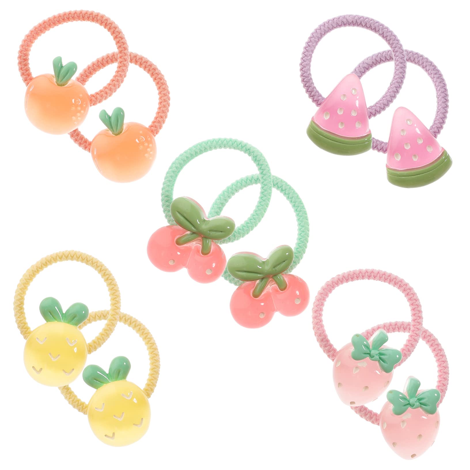 MAGICLULU 50 Pcs Banda de goma de cuerda de cabeza de dibujos animados coleteros scrunchies cintas para el pelo de bebé cuerda de pelo de las niñas pasadores de pelo pinzas de cabello Fruta