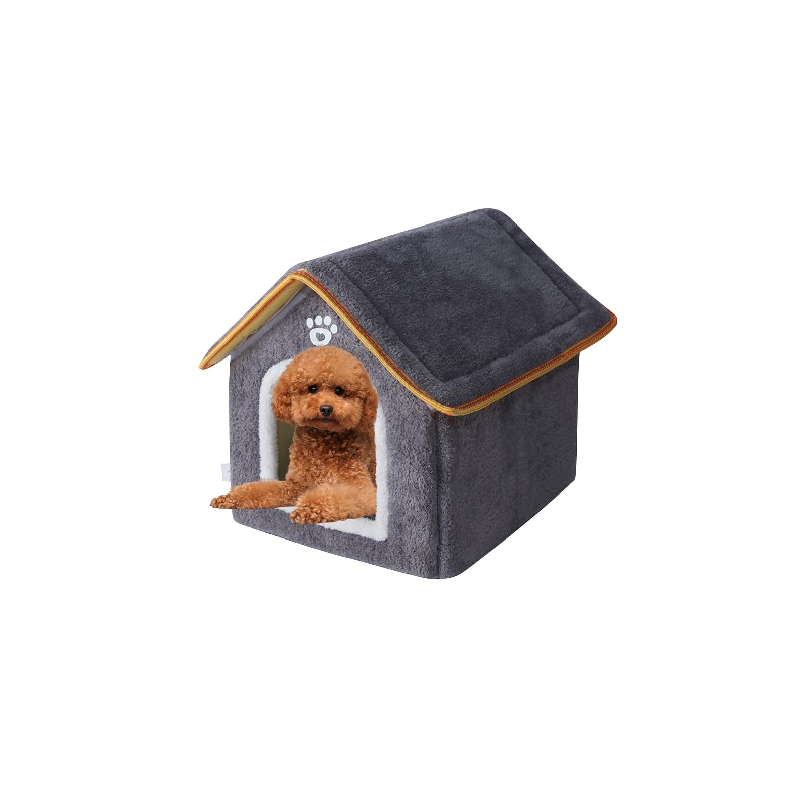 Galatée Casa para Perros, Cueva para Gatos Cálida y Acogedora para Interiores, Lindo Gato Perro De Peluche Lavable Igloo, Cómoda Casa para Mascotas para Cachorros, Gatitos y Conejos(M, Gris)