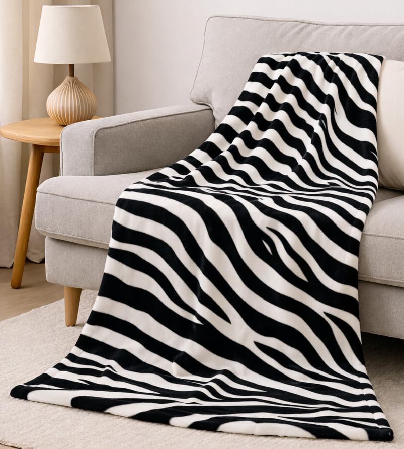 Betz Couverture XXL Douce Plaid en Polaire Doux et Chaud pour canapé et Salon Taille 150x200 cm Couleur zèbre Modena