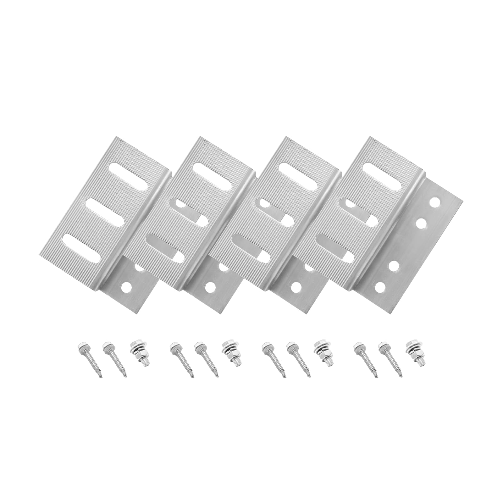 Newpowa Solar Panel Mounting Z Brackets, with Nuts and Bolts, Designed for PRO Series, Sliver, 4 Units per Set