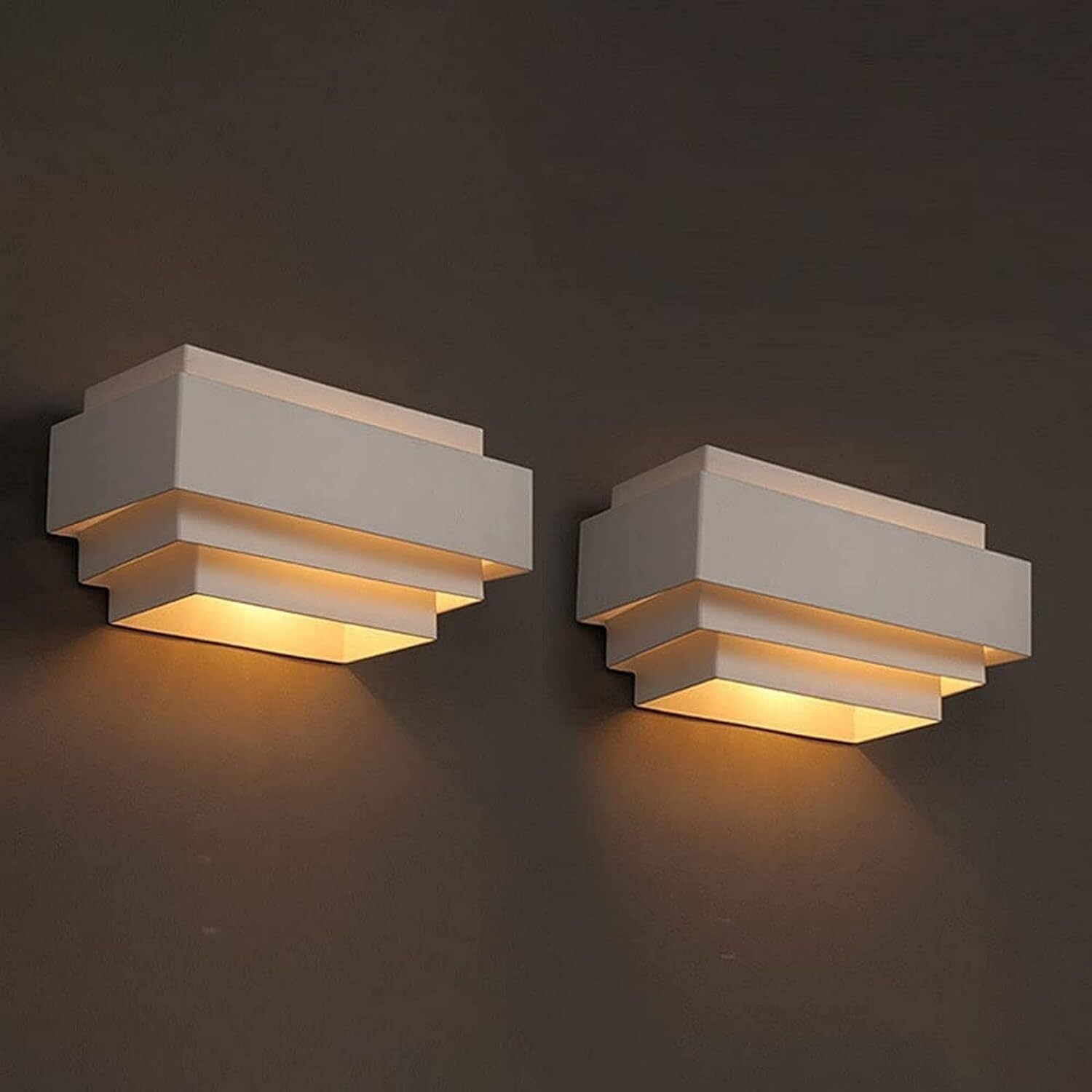 SMCCYYSD 2 Packs Wall Lamp White Metal Lighting Fixture Geometric Indoor Sconce Lamps E27 Headboard Lights Modern Sconces